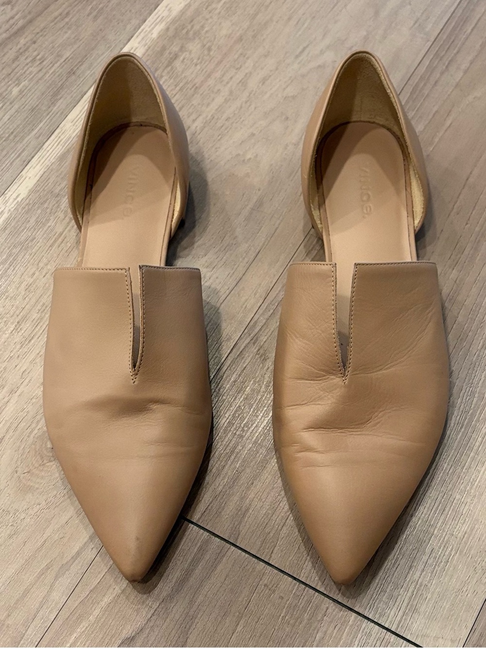 Vince - Women's Pointed D'Orsay Flat in Nude Tan Size 9